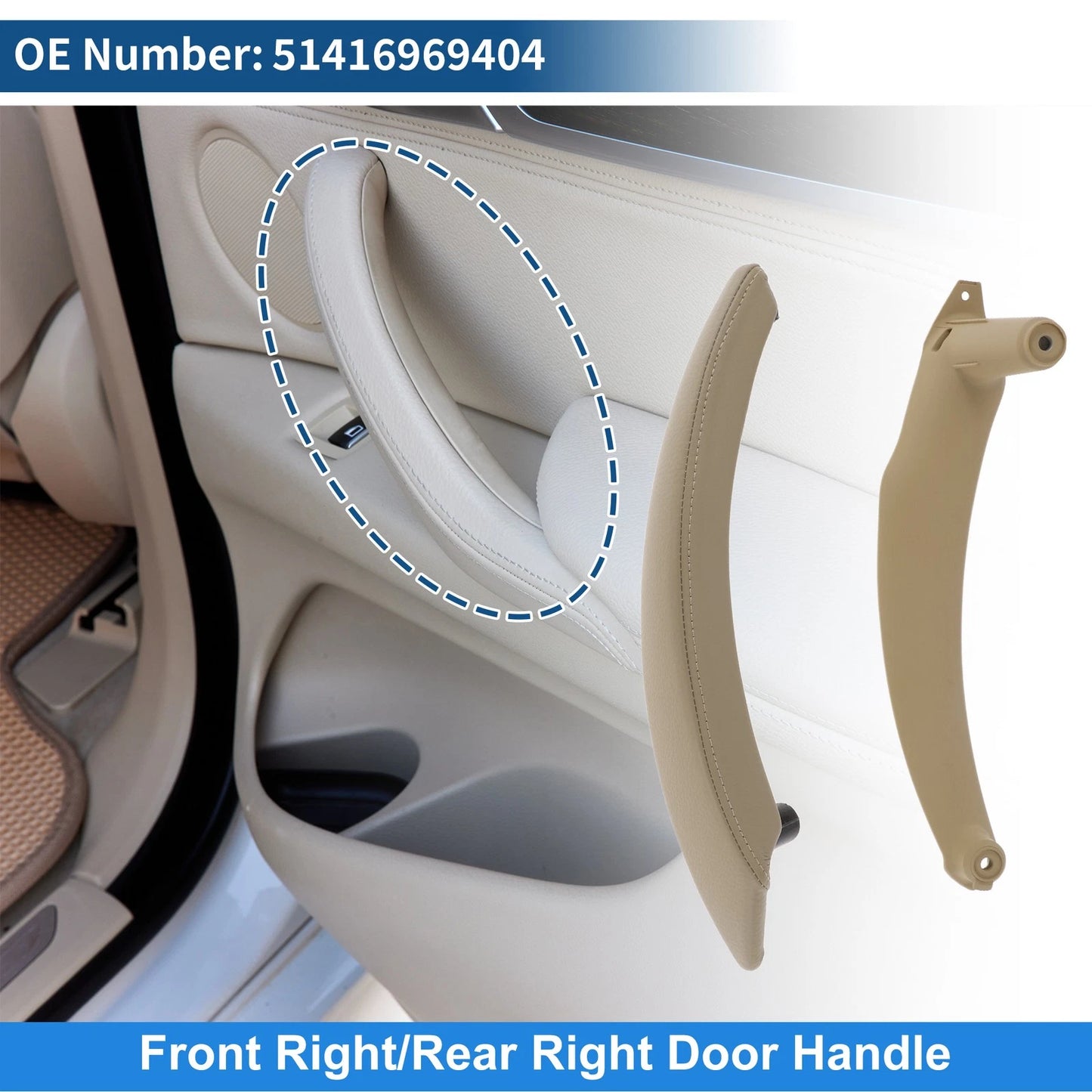 Inner Door Panel Handle for BMW X5 X6 E70 E71 E72 (2007–2013) No. 51416969404 Beige