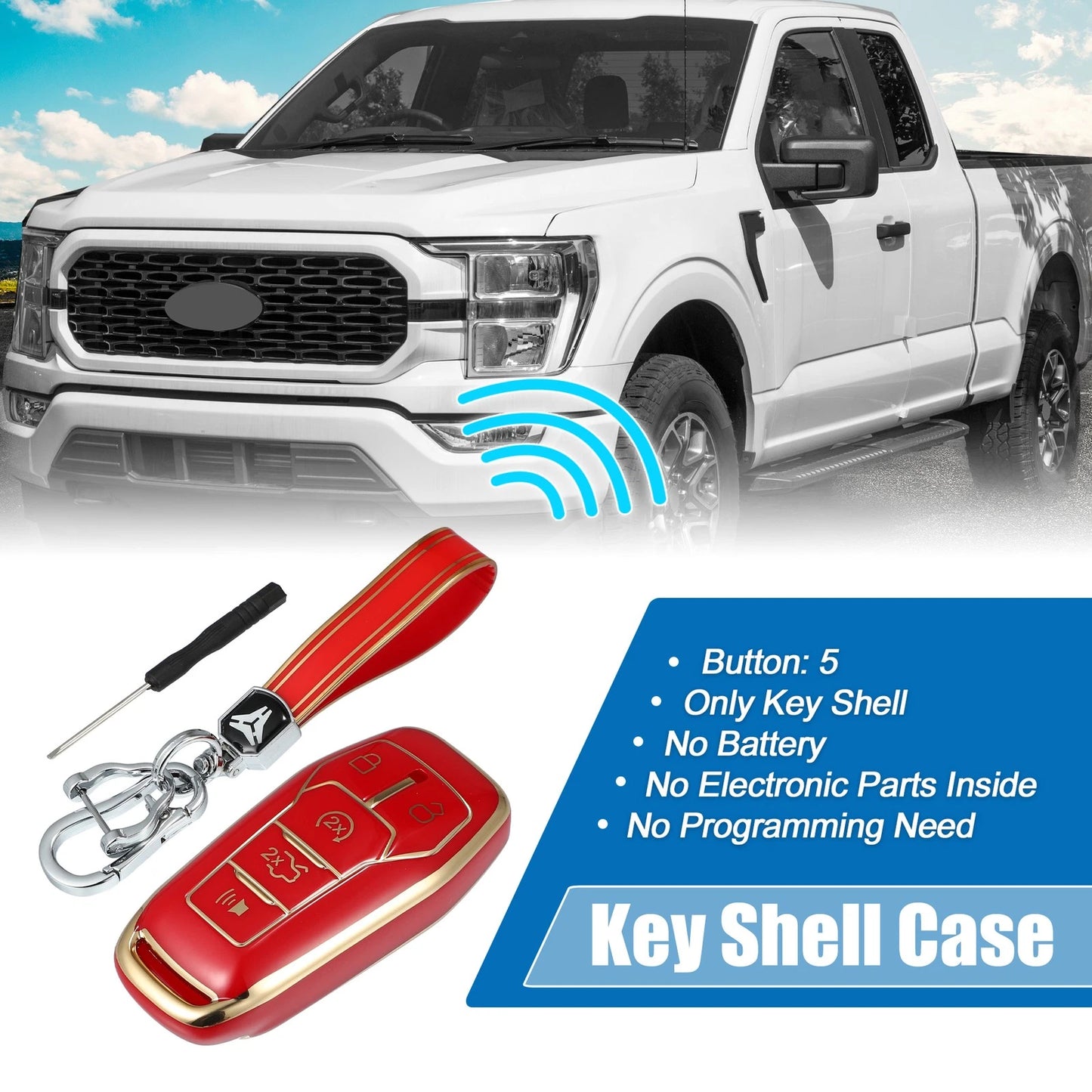 TPU Remote Key Fob Case Cover 5 Button for Ford Fusion F150 (2013–2020)