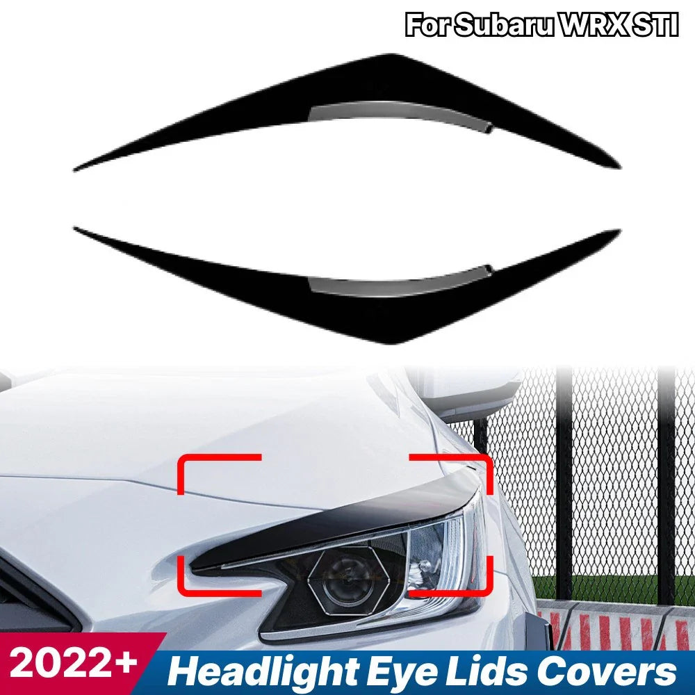1 Pair / Gloss Black Tape-On Headlight Eye Lids Covers / for Subaru WRX STI