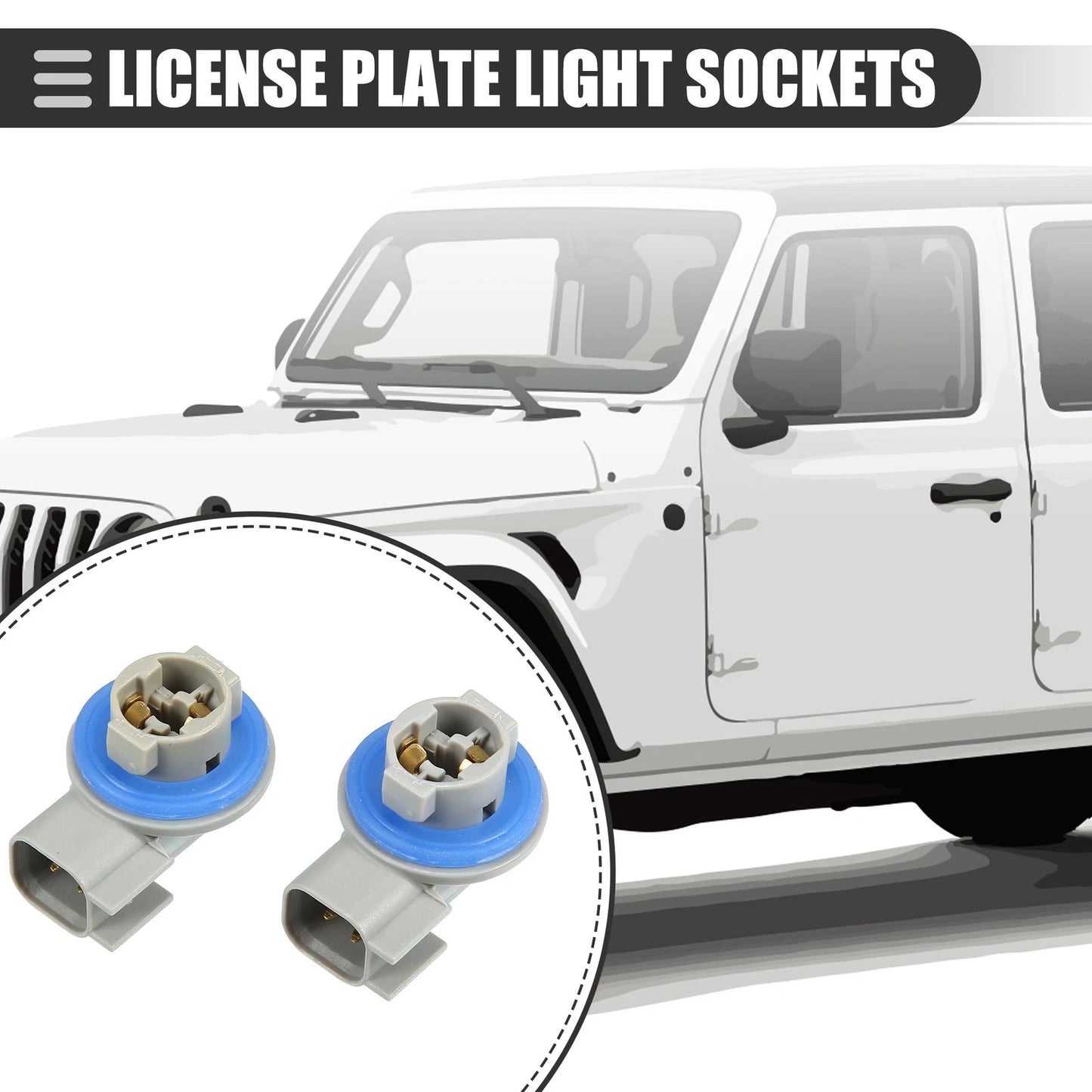 2X License Plate Light Socket for Dodge Ram (ABS 68046629AA)