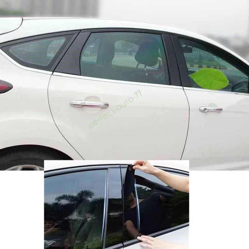 6x PC Glossy Black Window Center BC Pillar Cover for Ford Focus (2012–2018)