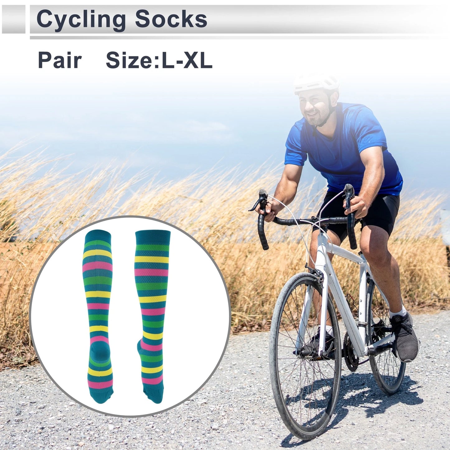 Cycling Socks Anti-friction Size L-XL Green Yellow