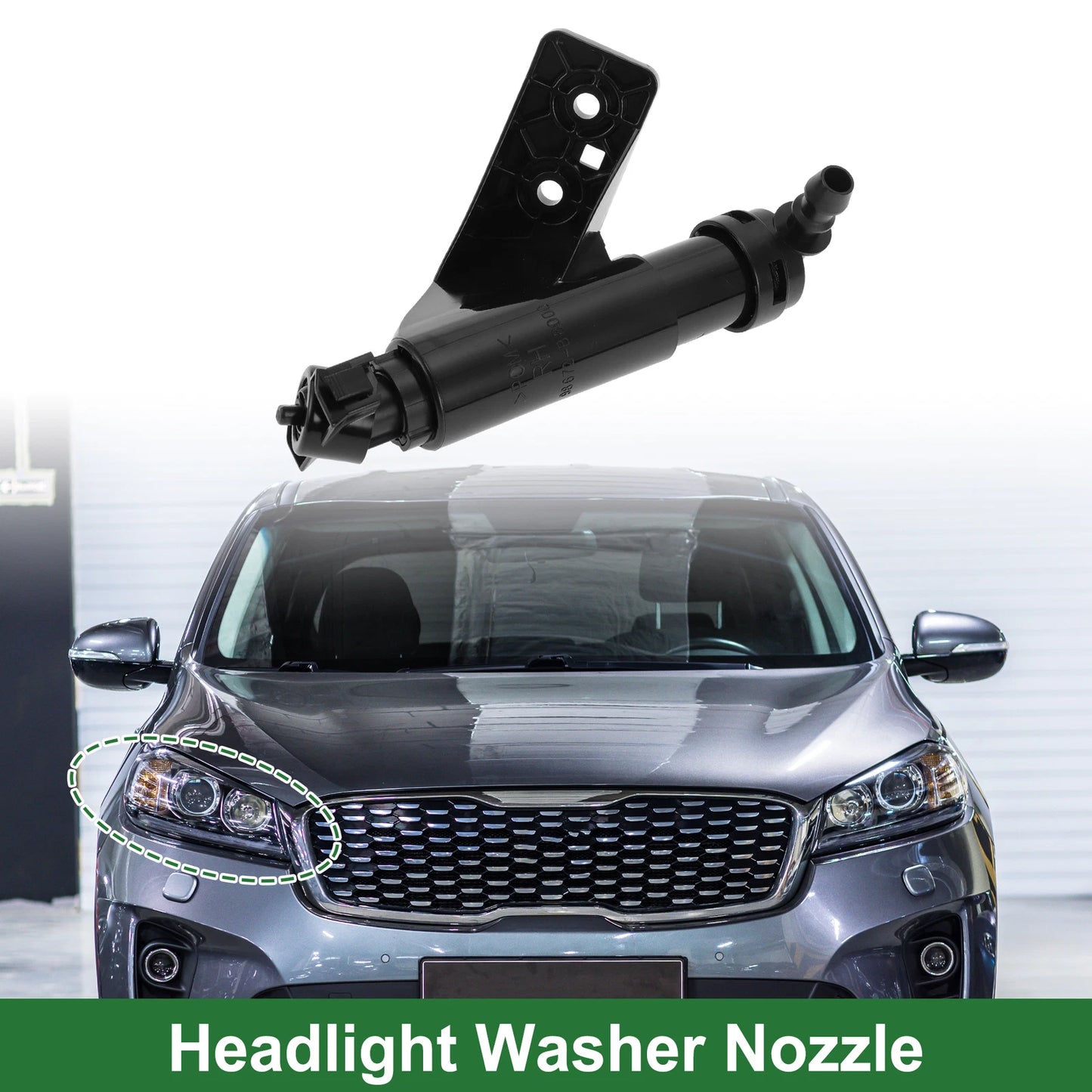 Front Passenger Side Headlight Washer Nozzle for Hyundai Santa Fe (2013–2018) No.98672B8000