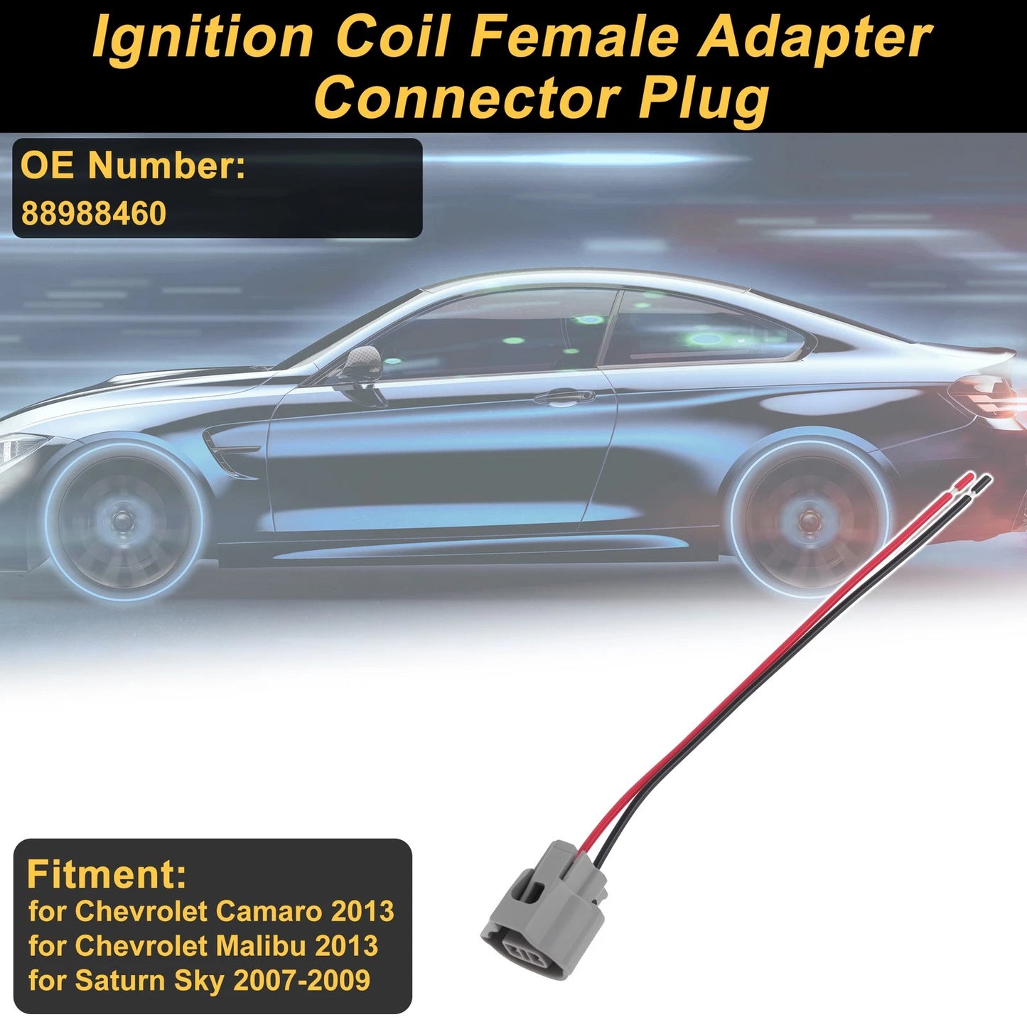 1pc 2 Pin Ignition Coil Connector Plug for Chevrolet Camaro (2013) No. 88988460