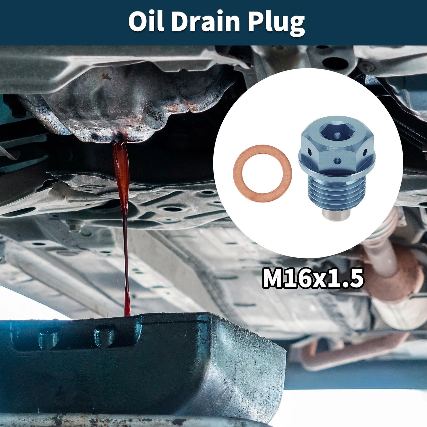 M16x1.5 Magnetic Oil Drain Plug for Universal Applications (1 Pc)