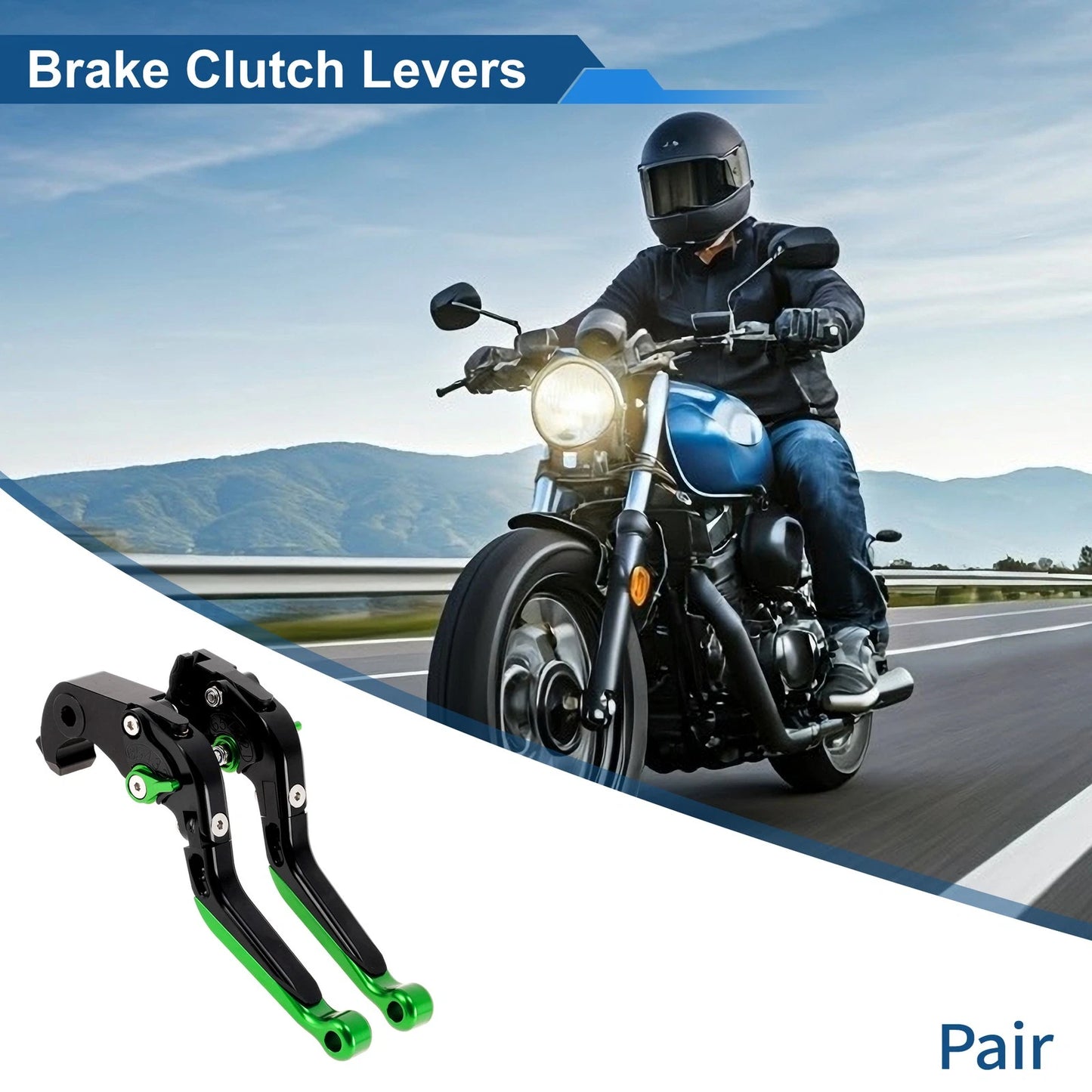 Brake Clutch Levers for Kawasaki ZX10R (2006–2015) Black Handle Green End