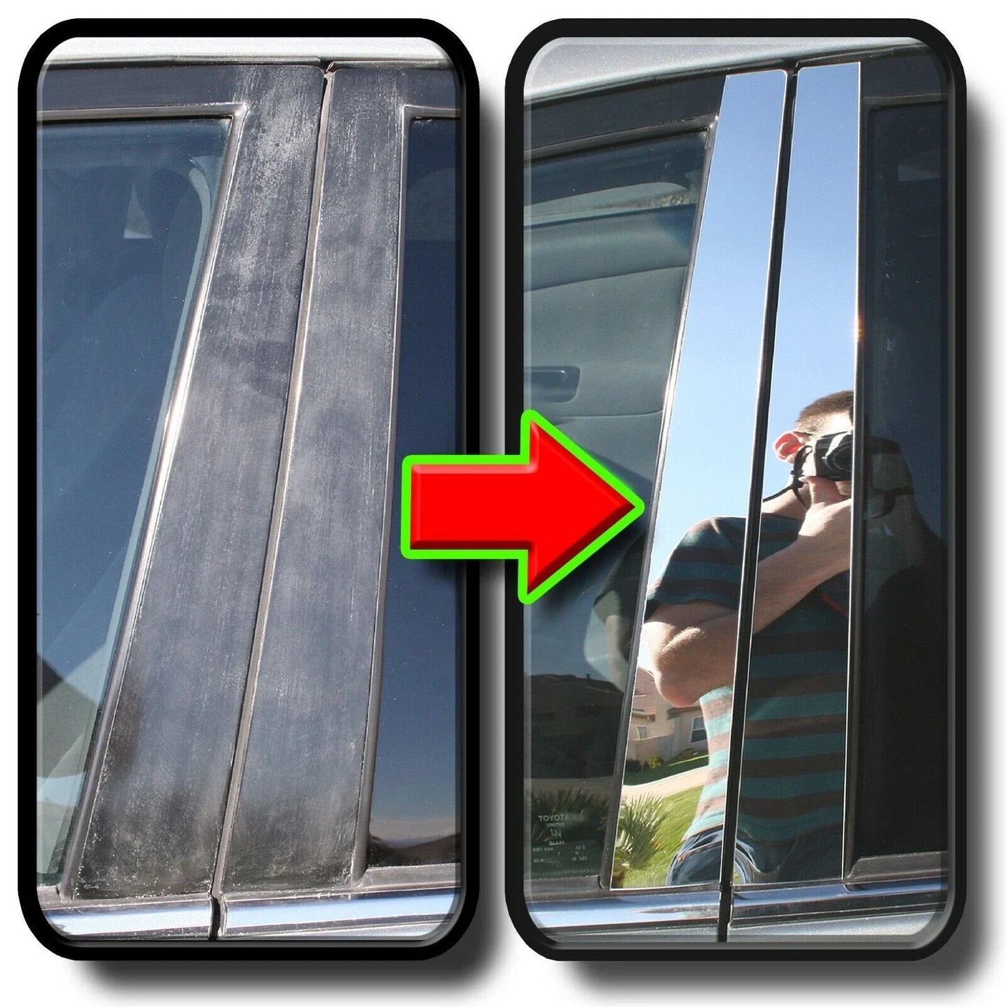 4 x Chrome Pillar Trim Door Cover Mirrored Post for Cadillac Escalade (2007–2014)