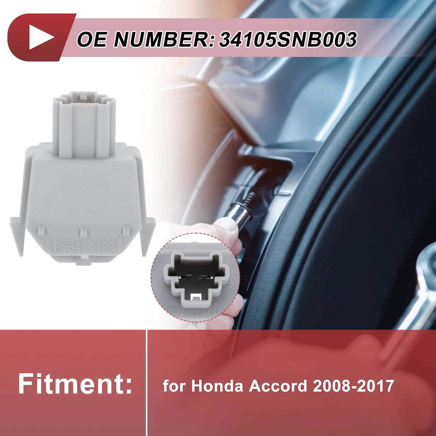 1 Pcs License Plate Light Socket for Honda Accord (2008–2017) No. 34105-SNB-003