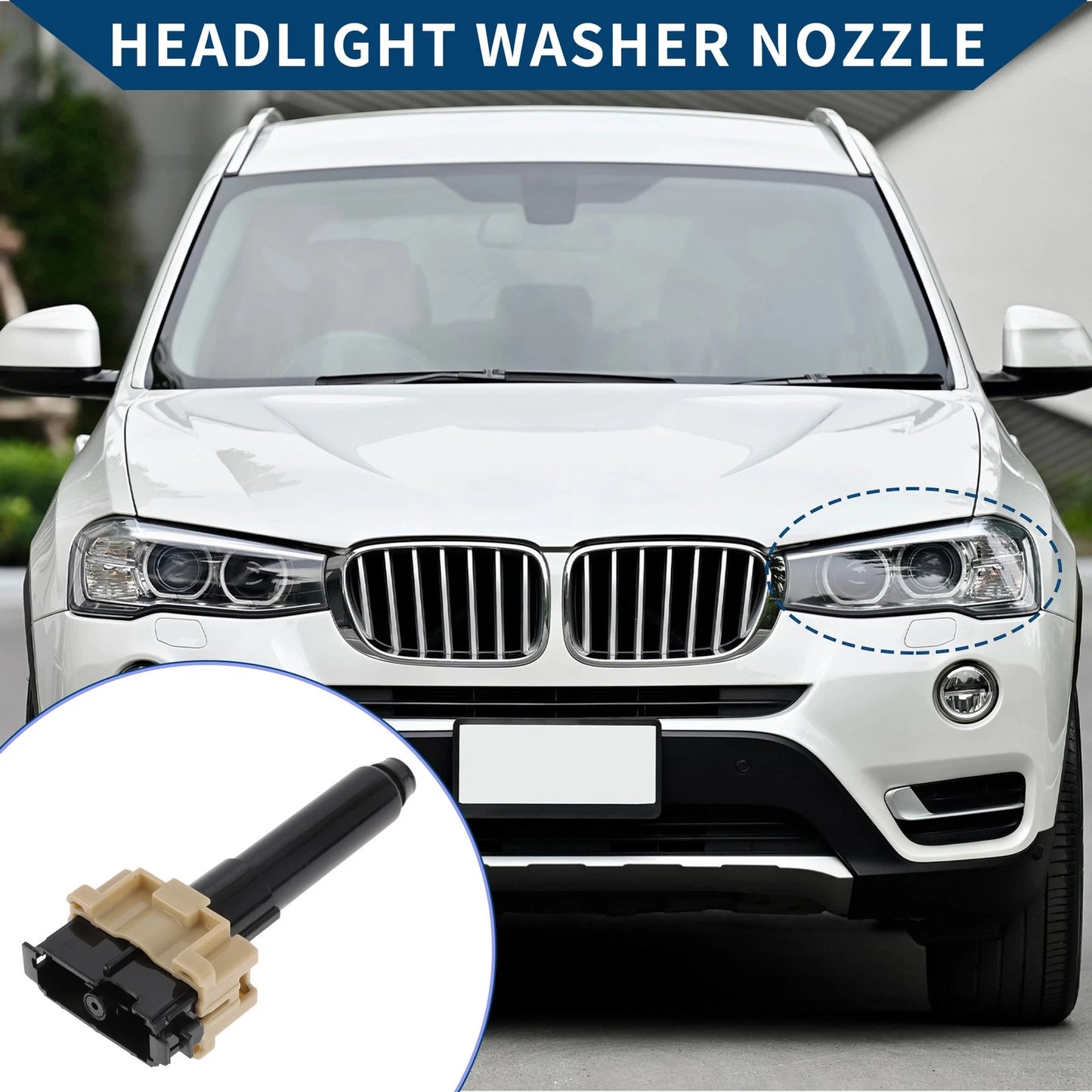 Front Driver Side Headlight Washer Nozzle for Toyota Land Cruiser (2008–2021) No. 852080G040