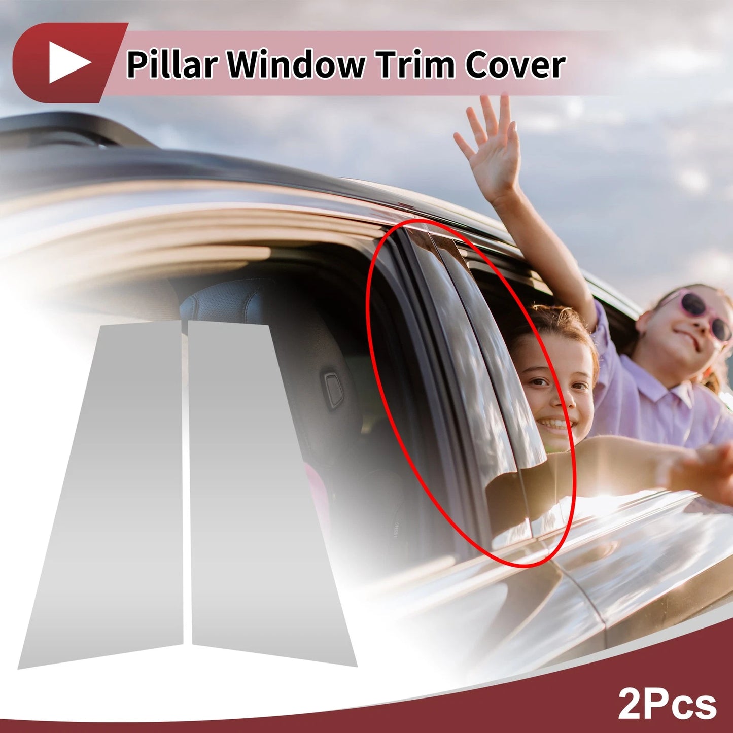 Set of 2 Door Pillar Window Trim for BMW i4 (2022–2024) Silver Tone