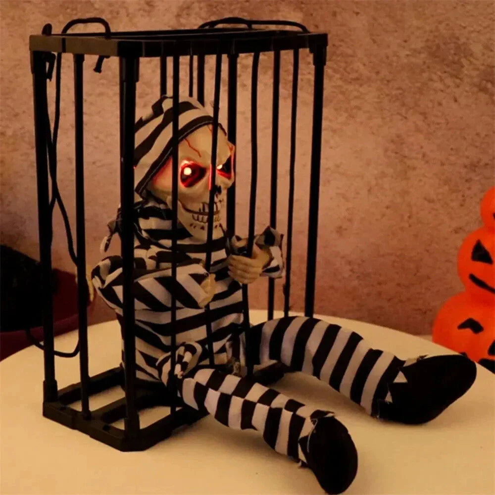 Light Up Eyes Skeleton Halloween Decoration with Sound for Home Decor