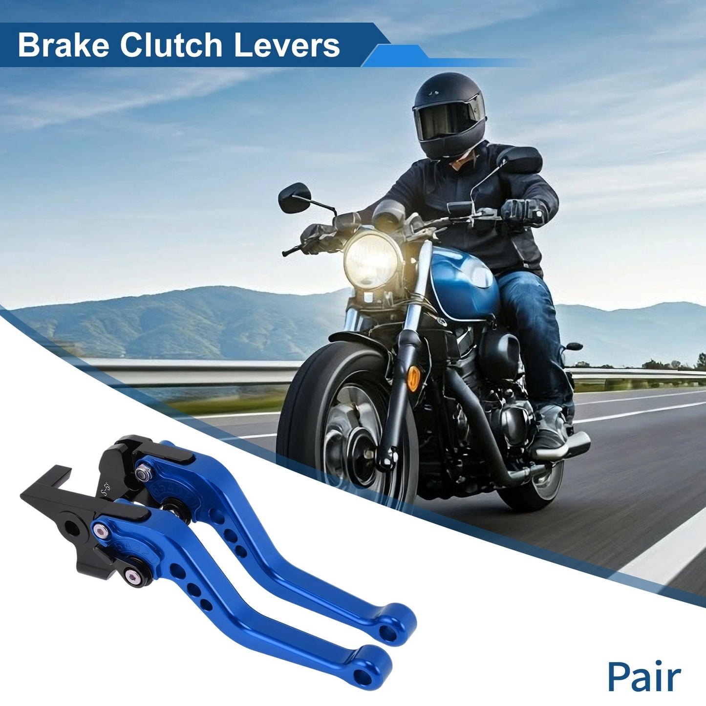 Short Brake Clutch Levers for Yamaha MT-10/FZ-10 (2017–2021) Blue 1 Pair