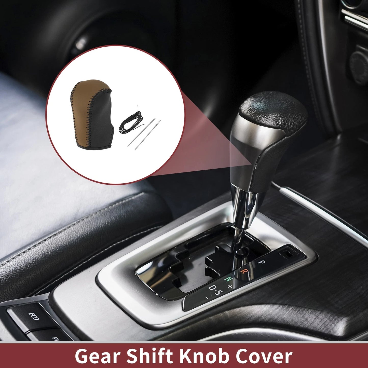 1Pc Gear Shift Knob Cover for Nissan Murano (2009–2013) Black Brown Faux Leather
