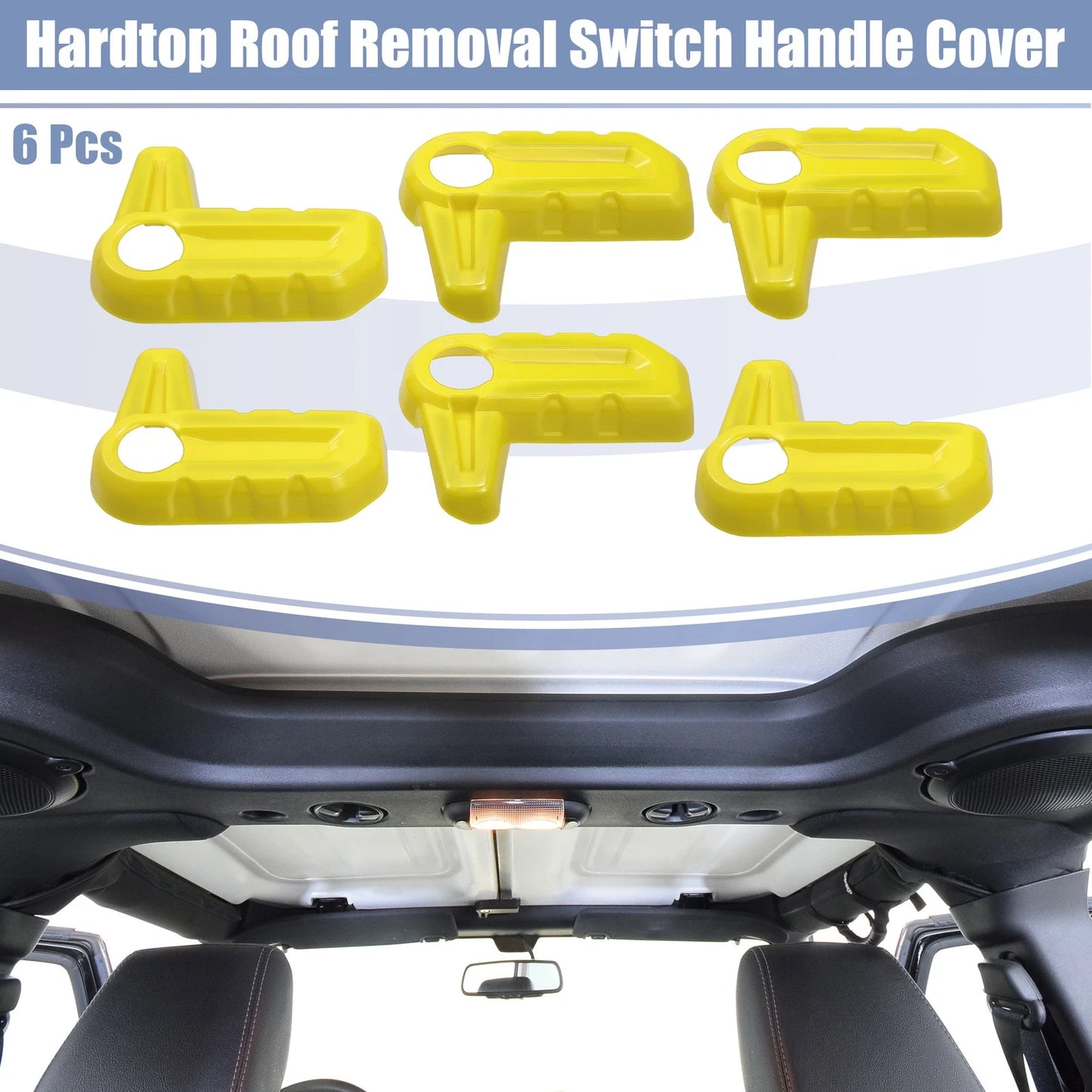 6pcs Hardtop Roof Removal Switch Handle Cover for Jeep Wrangler (2018–2023) Yellow