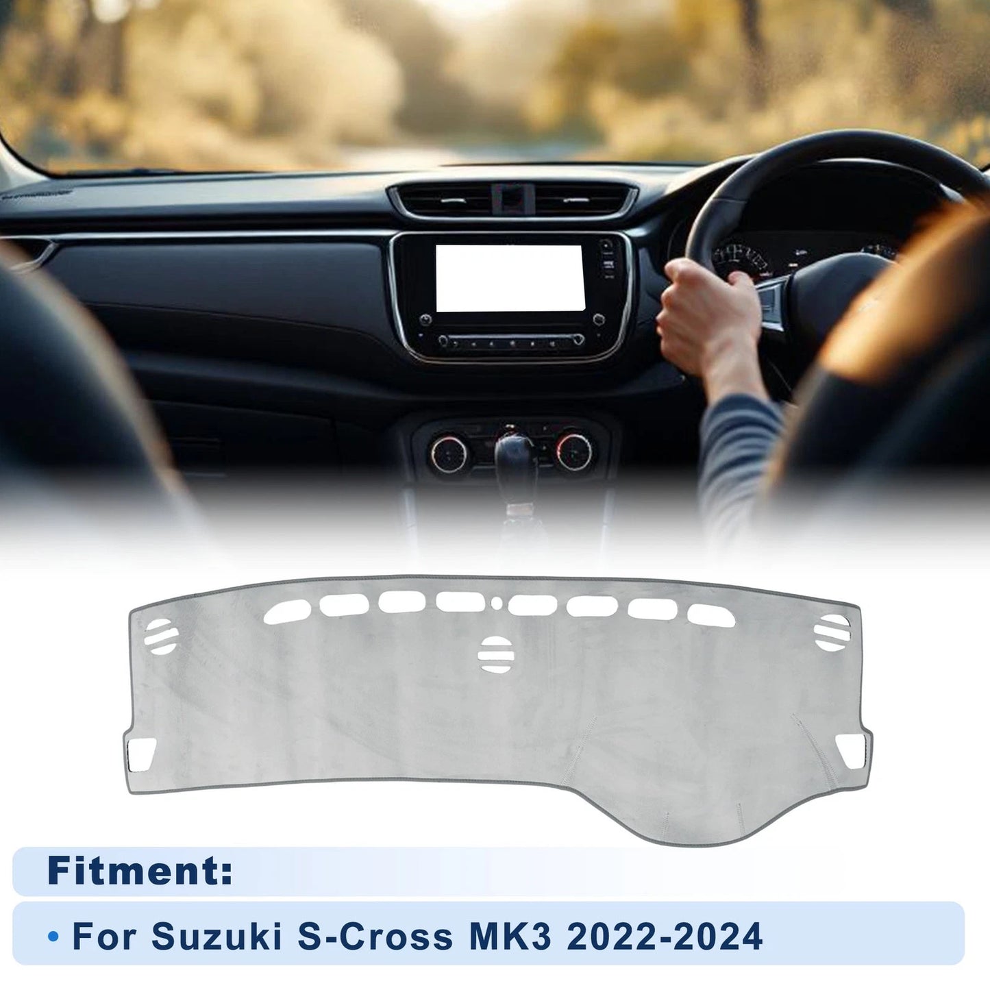 Dash Cover for Suzuki S-Cross MK3 (2022–2024) Without HUD, Flannel Gray