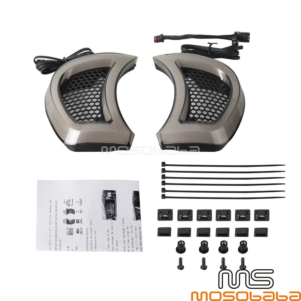 LED Headlight Vent Accent Light w/ Smoke Lens for Harley Touring Road Glide (2015)