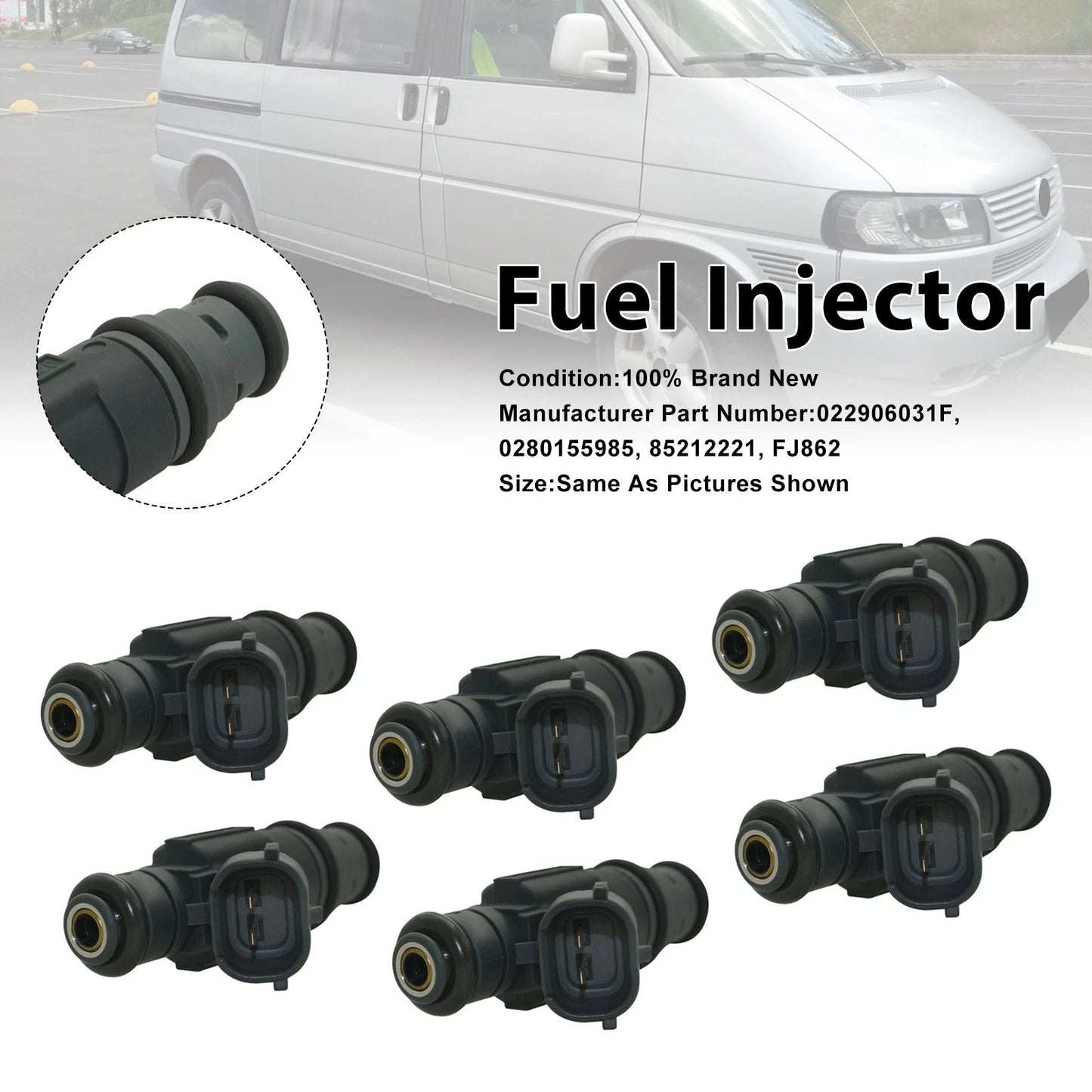 6X Fuel Injector for Volkswagen Jetta (2002–2004) EuroVan (2001–2003) 0280155985