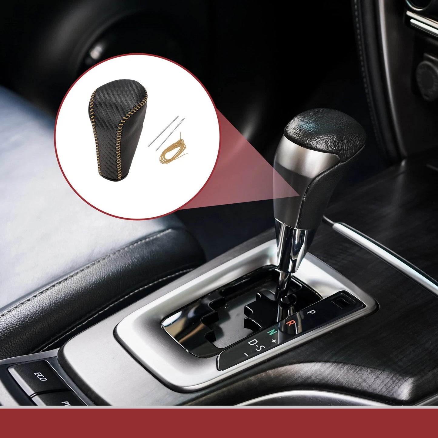 1 Pc Gear Shift Knob Cover for Honda Accord (2008–2012) Black Yellow Leather