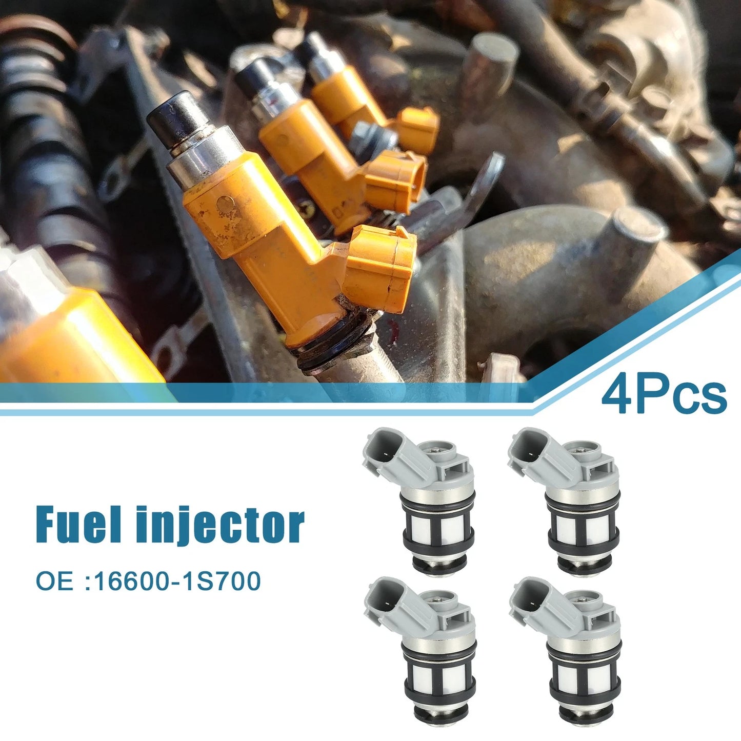 Set of 4 Fuel Injectors No.16600-1S700 for Nissan Frontier (1998–2004) 2.4L