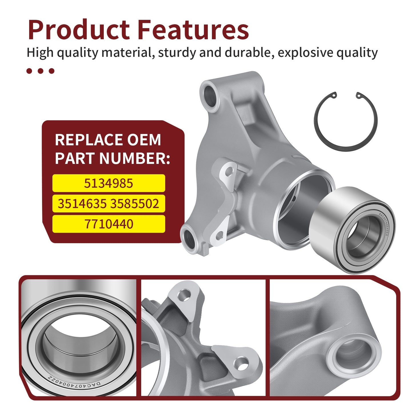 Right Hand Wheel Carrier with Bearing Kit for Polaris RZR 4 800 (2010–2014)