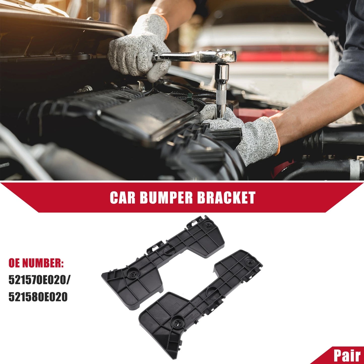 Pair Rear Bumper Bracket for Toyota Highlander (2008–2013) 521570E020/521580E020
