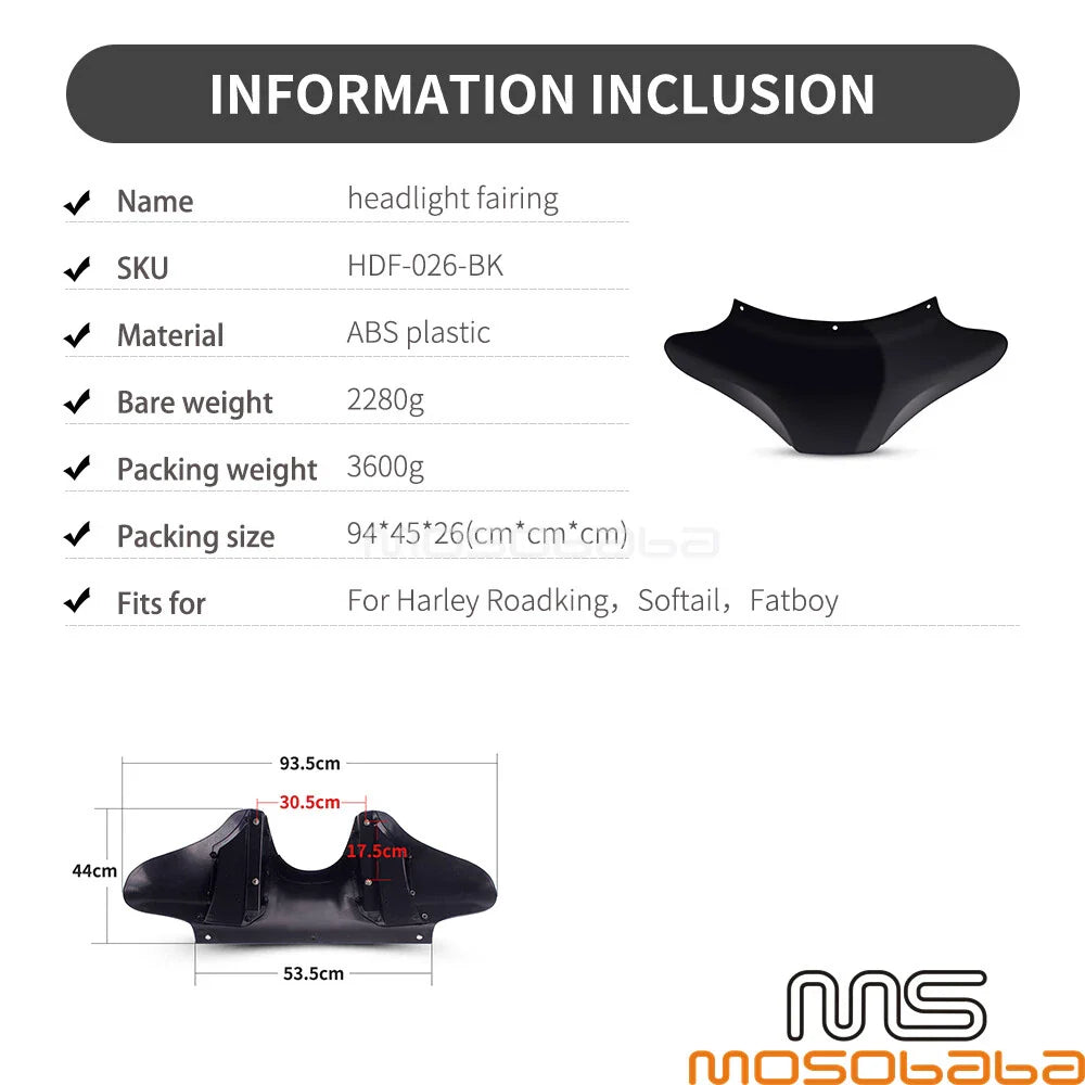 Black ABS Batwing Fairing for Harley Softail Fat Boy FXST FLHR FLSTF (2000-2017)