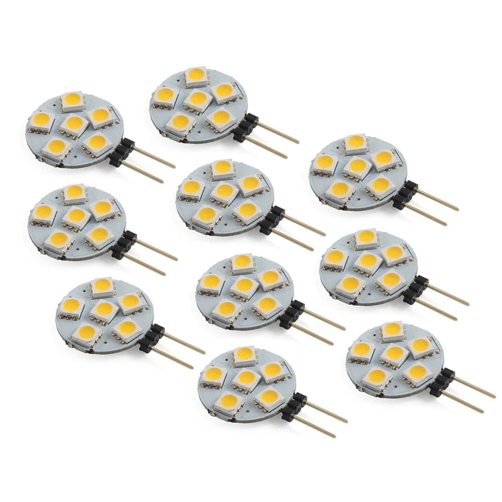 10 x DC12V G4 5050 SMD 6 LED Bulbs Warm White for Car