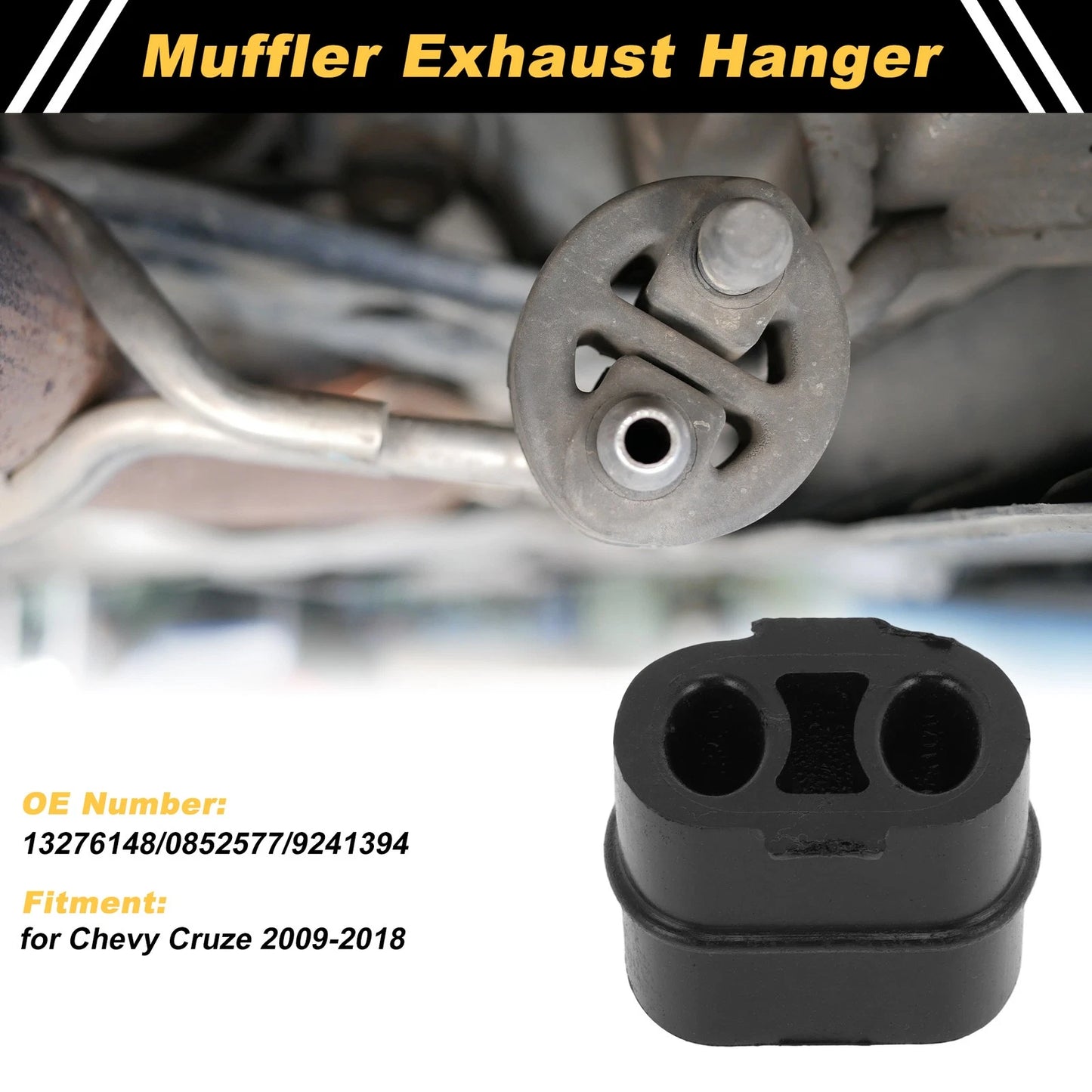 Muffler Exhaust Hanger for Chevy Cruze (2009–2018) 13276148 Rubber Black 1 pcs