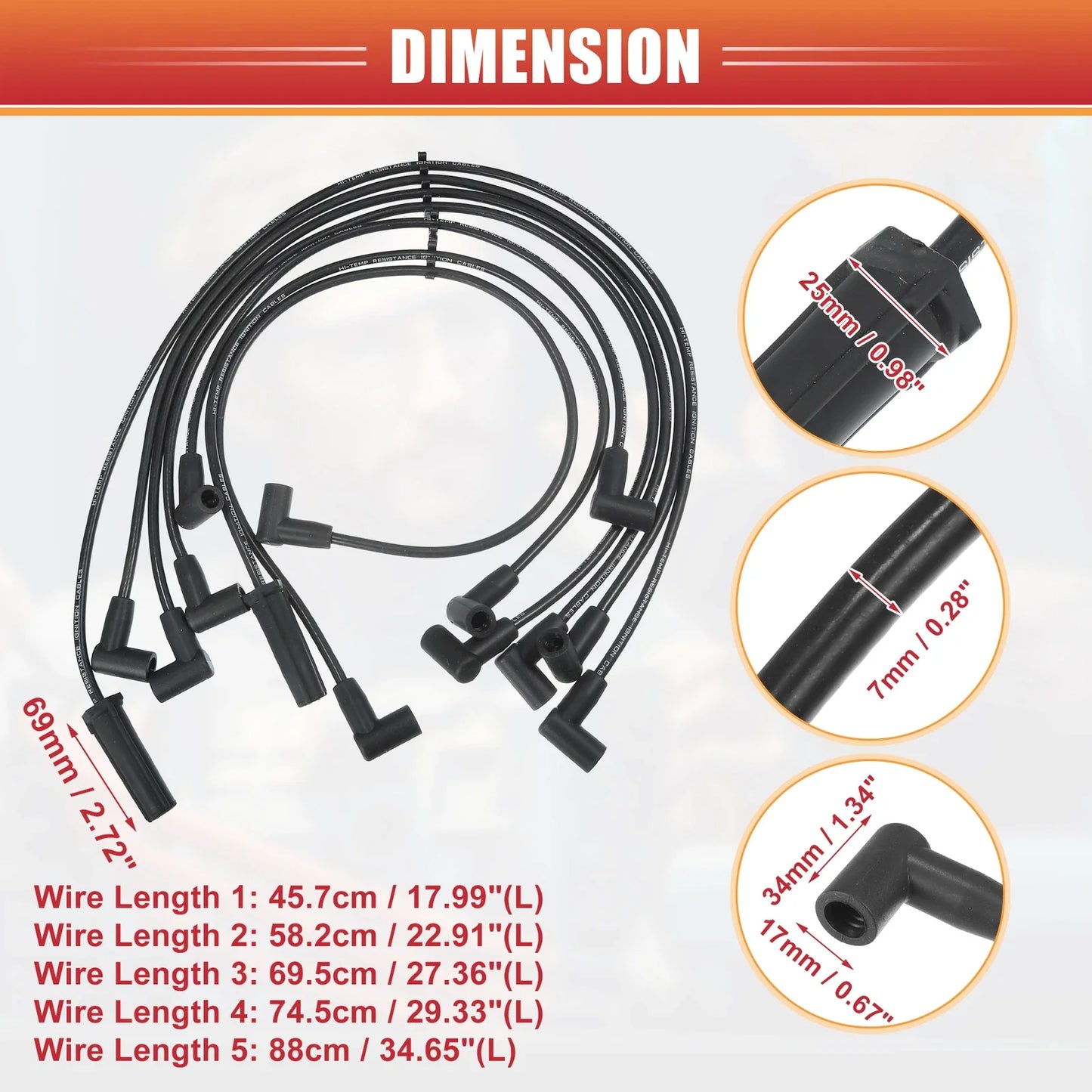 7 x Spark Plug Wire Ignition Coil Cables for Chevrolet Astro G10 (1995-2005)