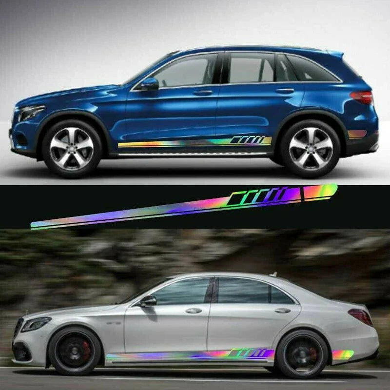 2 x Reflective Car Body Graphics Vinyl Long Stripe Decals Sticker for Car