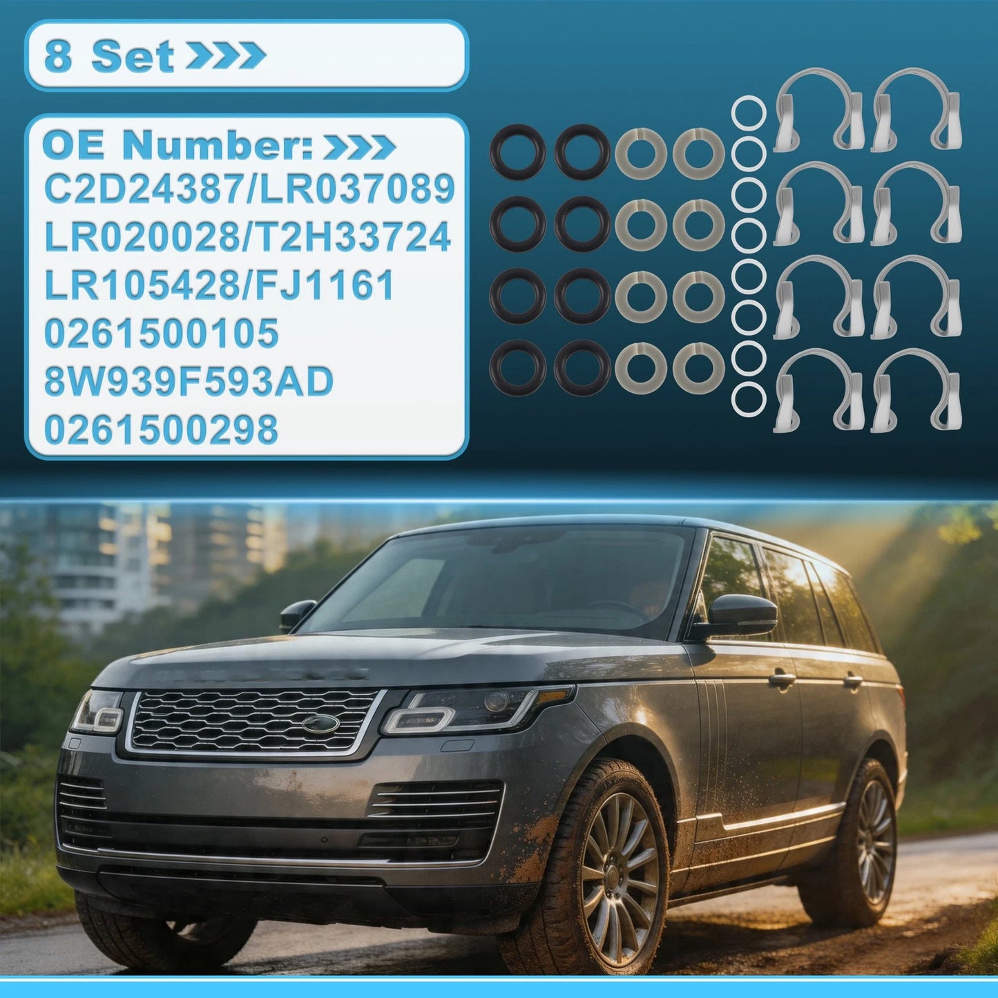 Set of 8 O-Ring Rebuild Repair Kit C2D24387 for Land Rover Range Rover (2010–2019)