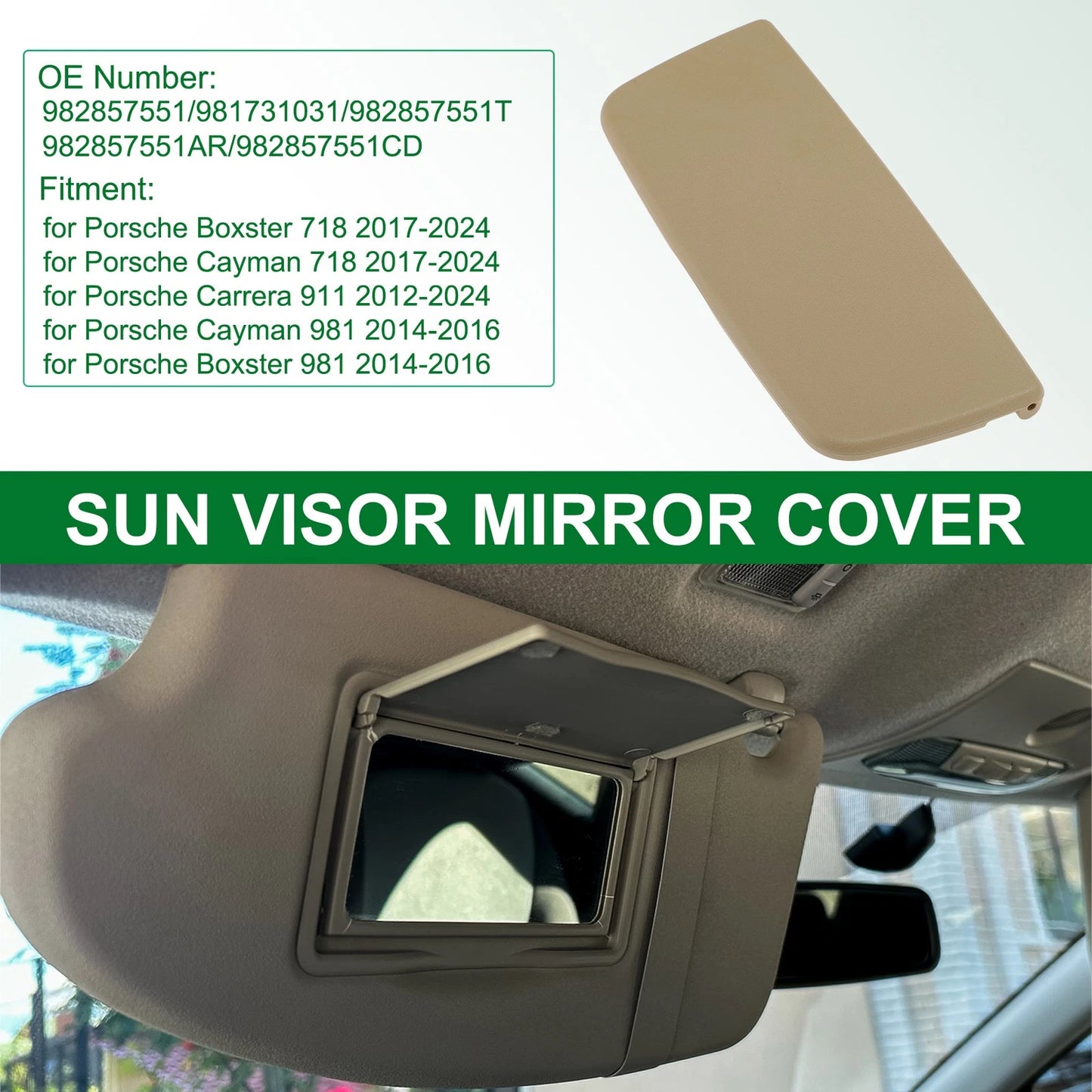 Sun Visor Mirror Cover for Porsche Boxster 718 (2017–2024) No. 982857551 Beige