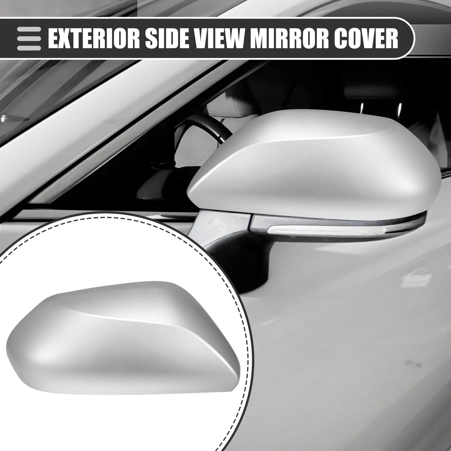 Right Side Mirror Cover Cap for Toyota Prius (2016–2019) ABS Silver Tone