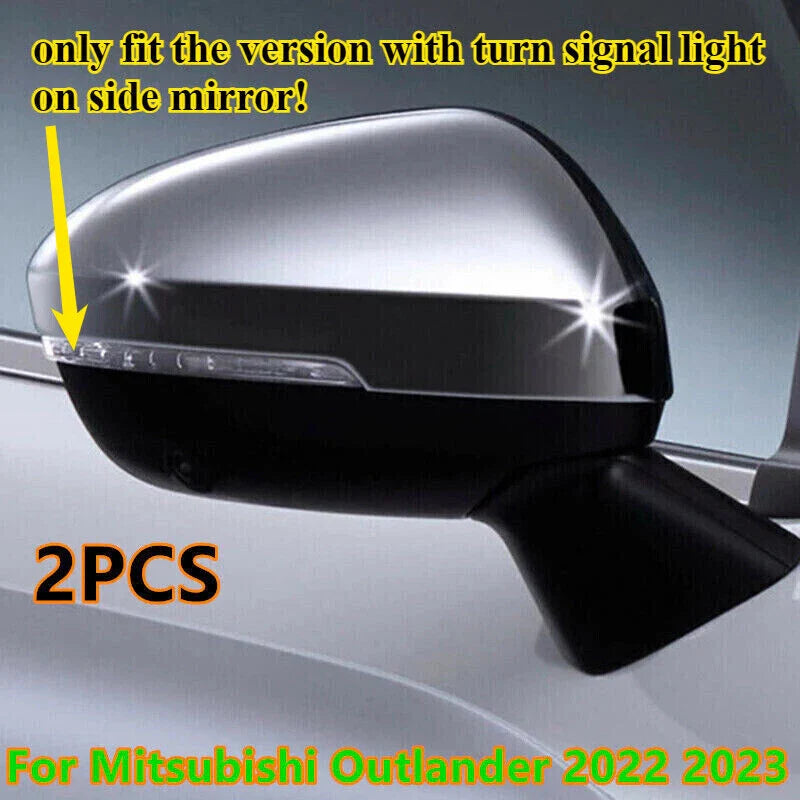 Side Rearview Mirror Covers Caps Chrome 2 x for Mitsubishi Outlander (2022–2023)
