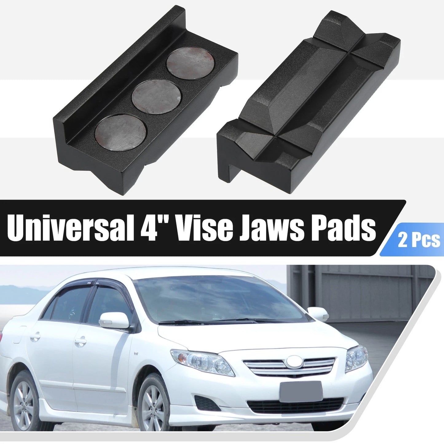 2X Aluminum Vise Jaws Pads for Car (Magnetic Reversible)