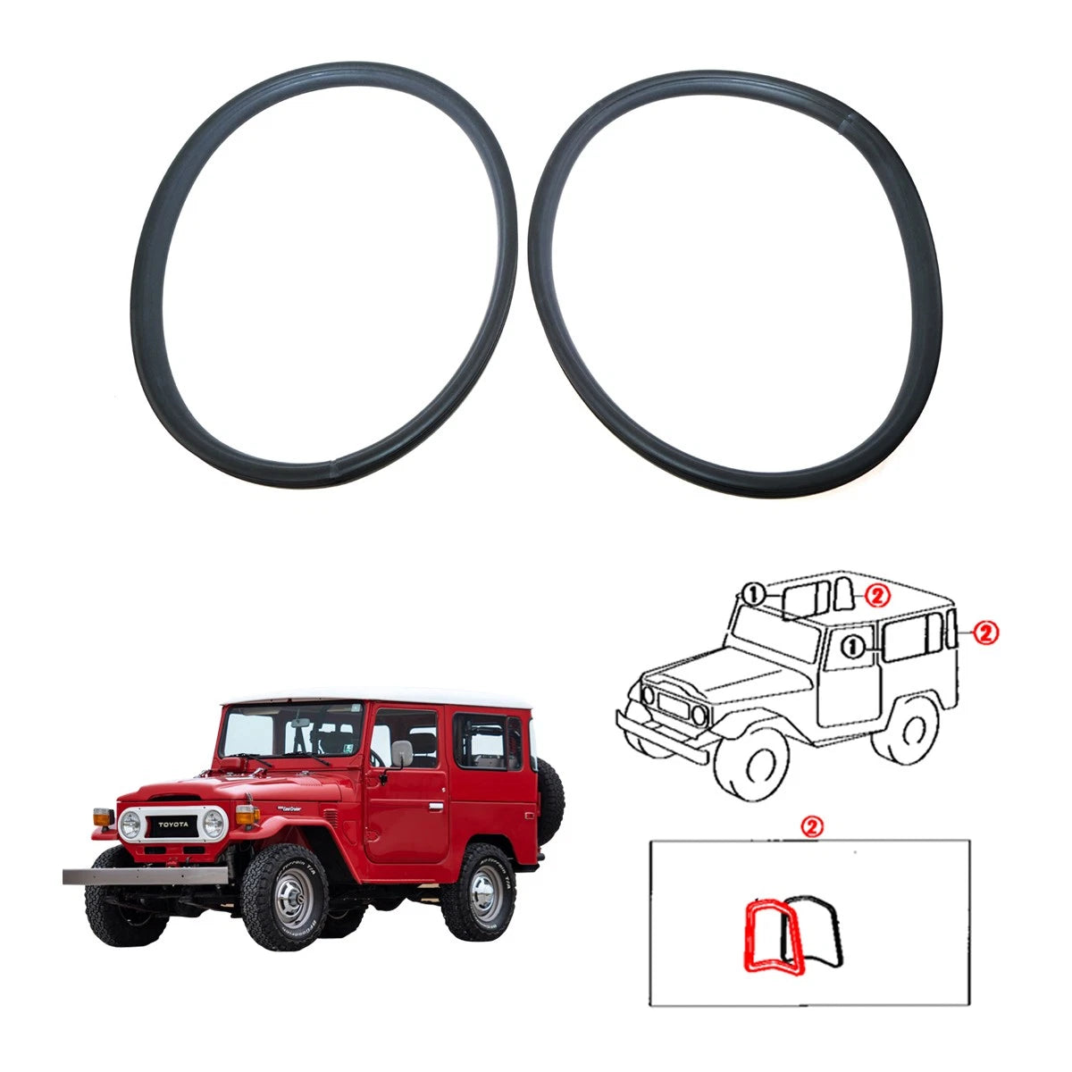 Rear Side Window Corner Weatherstrip for Toyota Land Cruiser J40 (1969–1986)