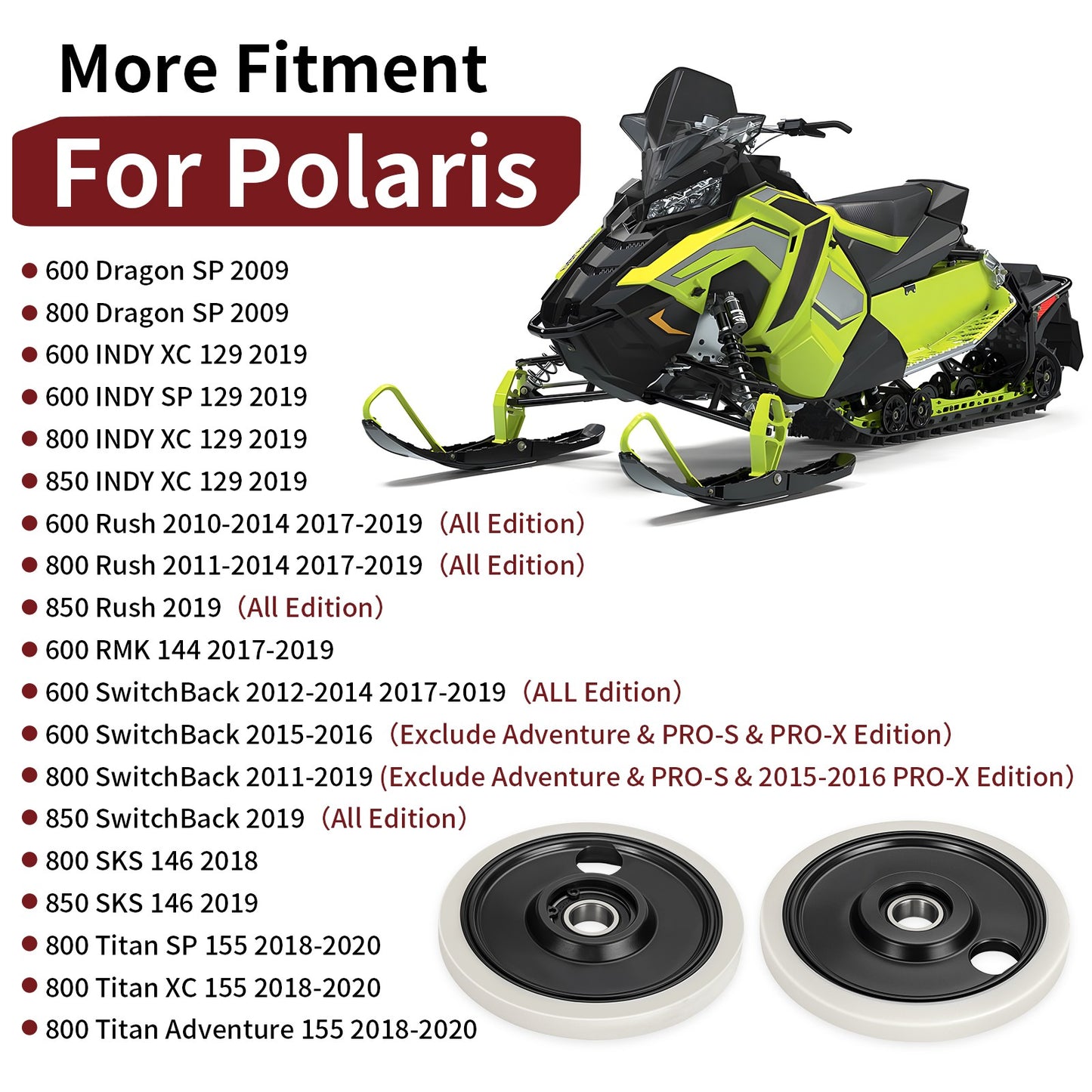 Set of 2 Plain Wheel Assemblies for Polaris Indy 600 800 850 (2019)