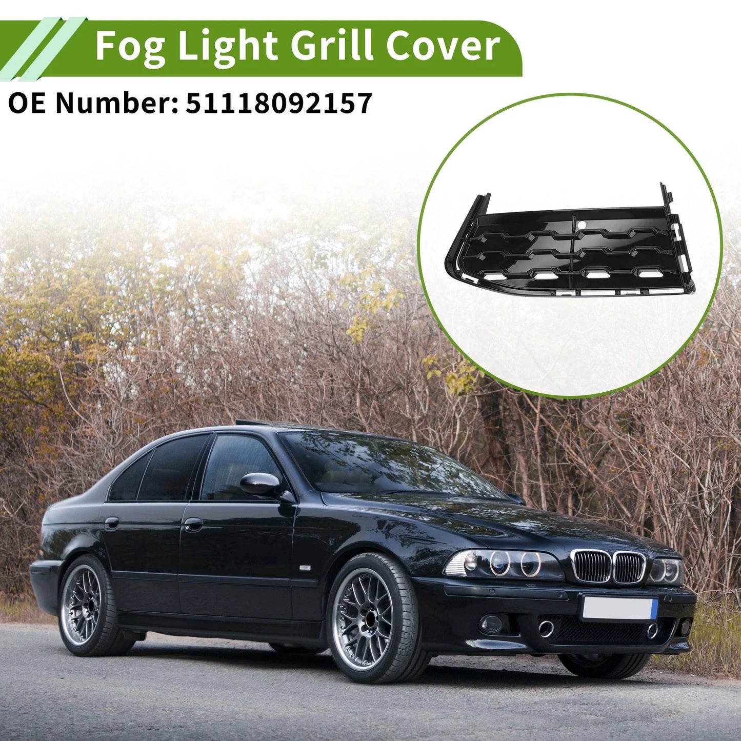 1 Pc Front Left Fog Light Grill for BMW 7 Series (2015-2020) Black