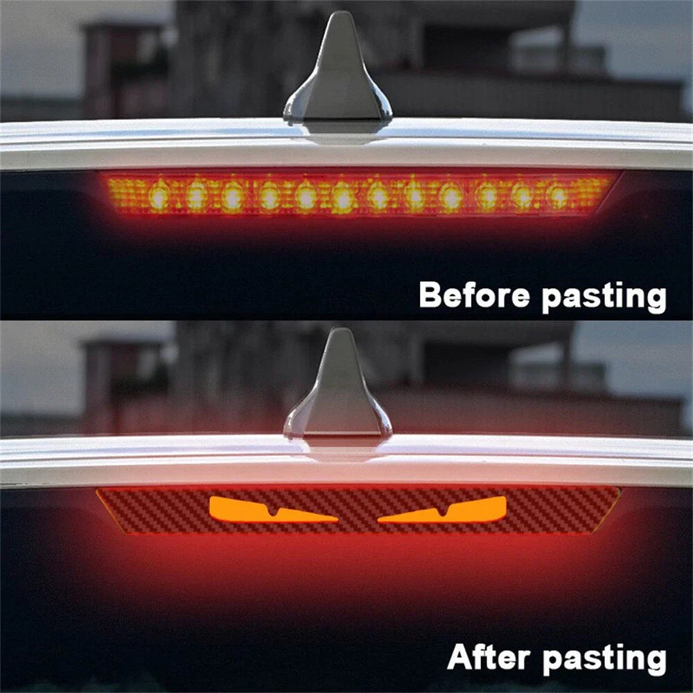 3D Carbon Fiber Look Demon Eye Brake Tail Light Decal for Universal (All Years)