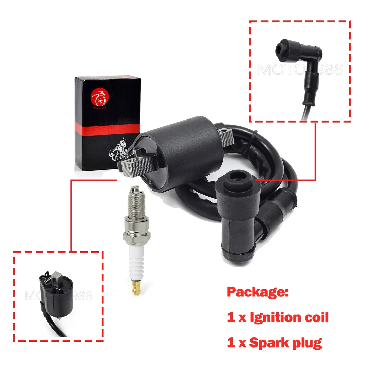 Coil & Spark Plug Kit for Badger 80/Grizzly 80/Raptor 80