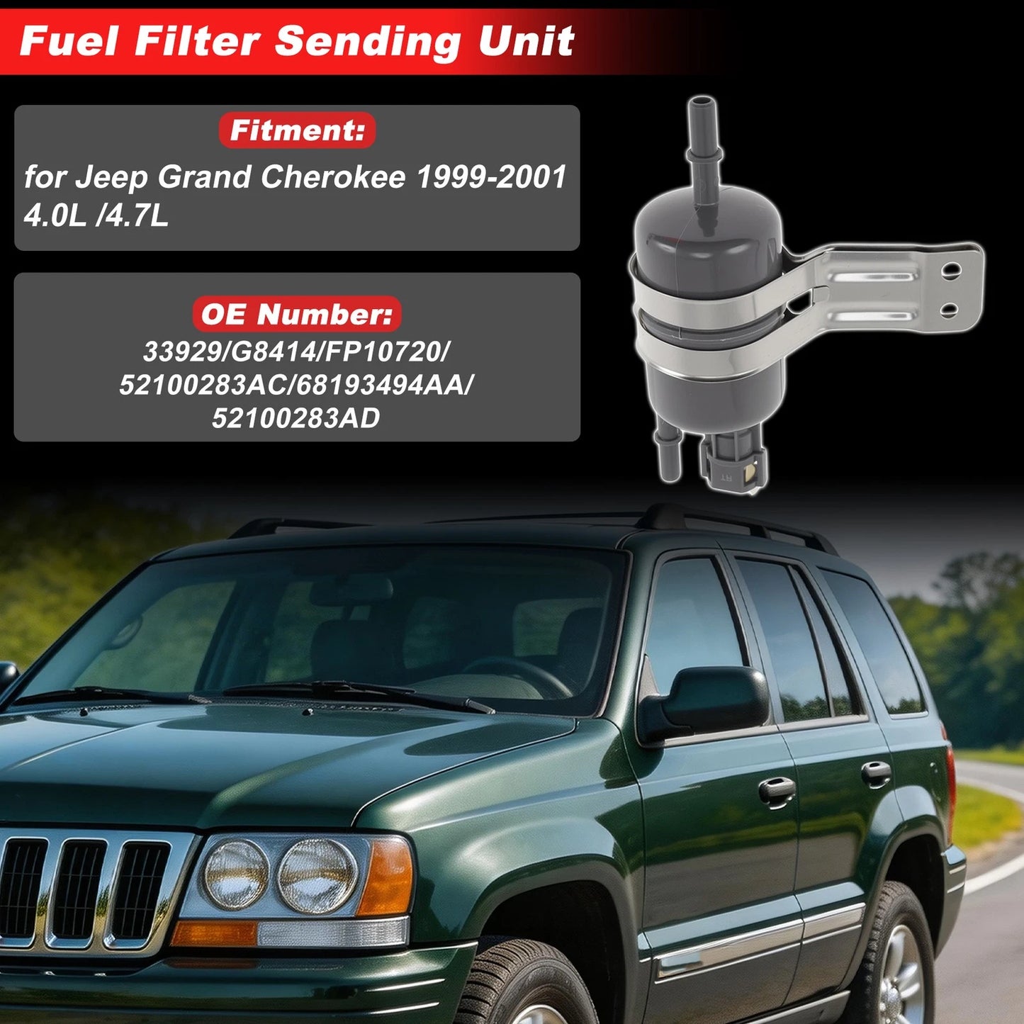 Fuel Filter Assembly for Jeep Grand Cherokee (1999–2001) No. 33929 Metal