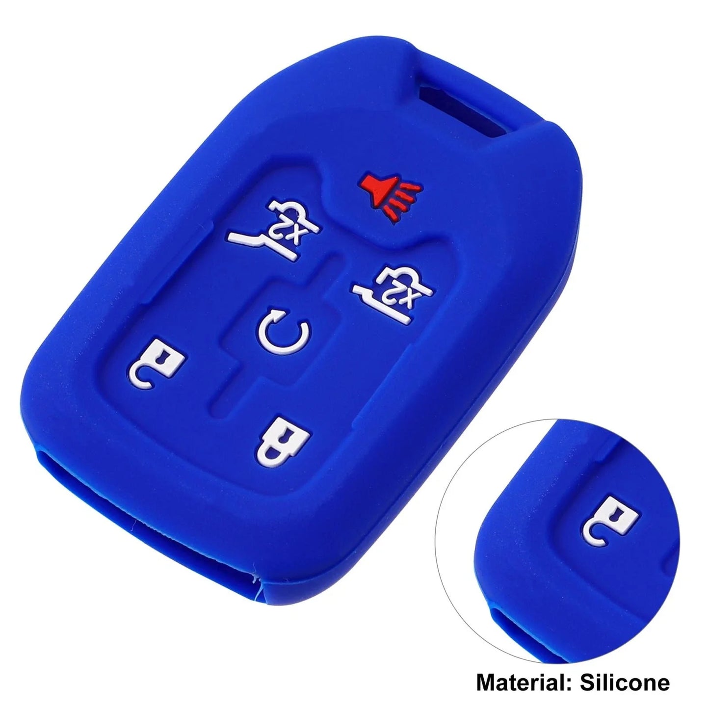 2 x Silicone Key Fob Case Covers for Chevrolet Suburban (2015-2020) Black Blue