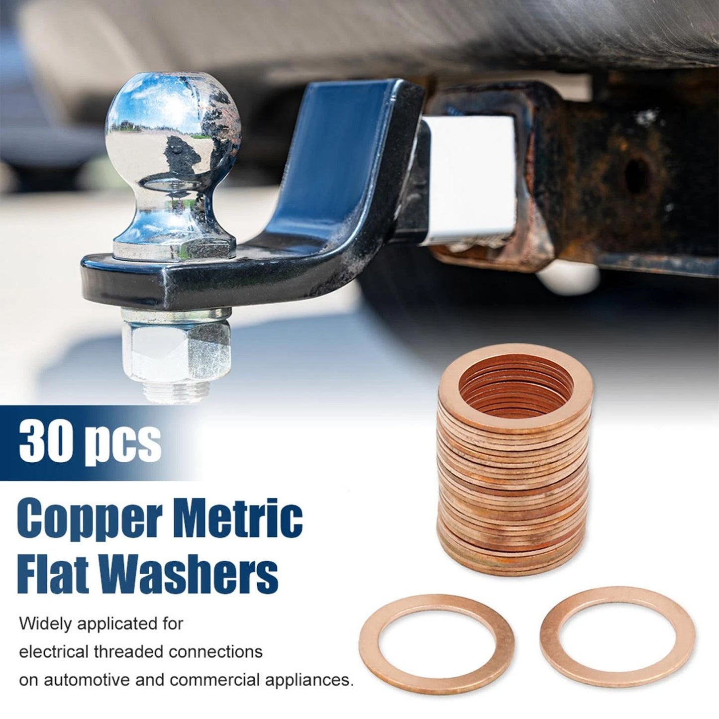 Set of 30 Copper Crush Washers for Flat Car Sealing Gasket Rings