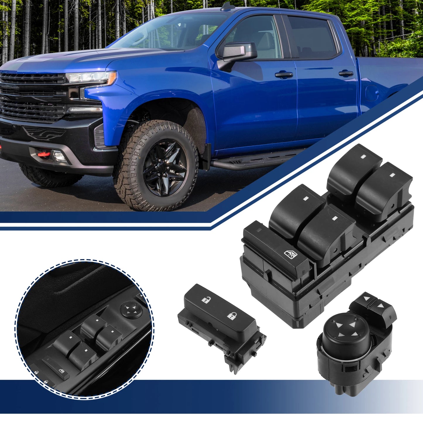 Front Driver Side Window Control Switch No.25789692 for Chevrolet Silverado (2014–2019)