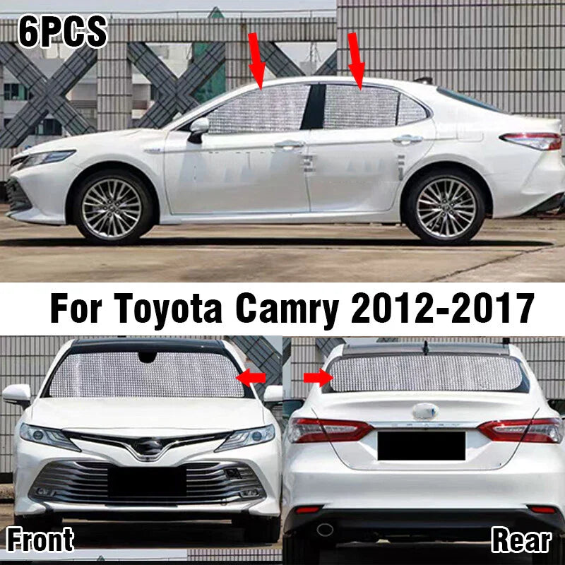 6X Front Side Rear Window Privacy Sunshade for Toyota Camry (2012–2017)