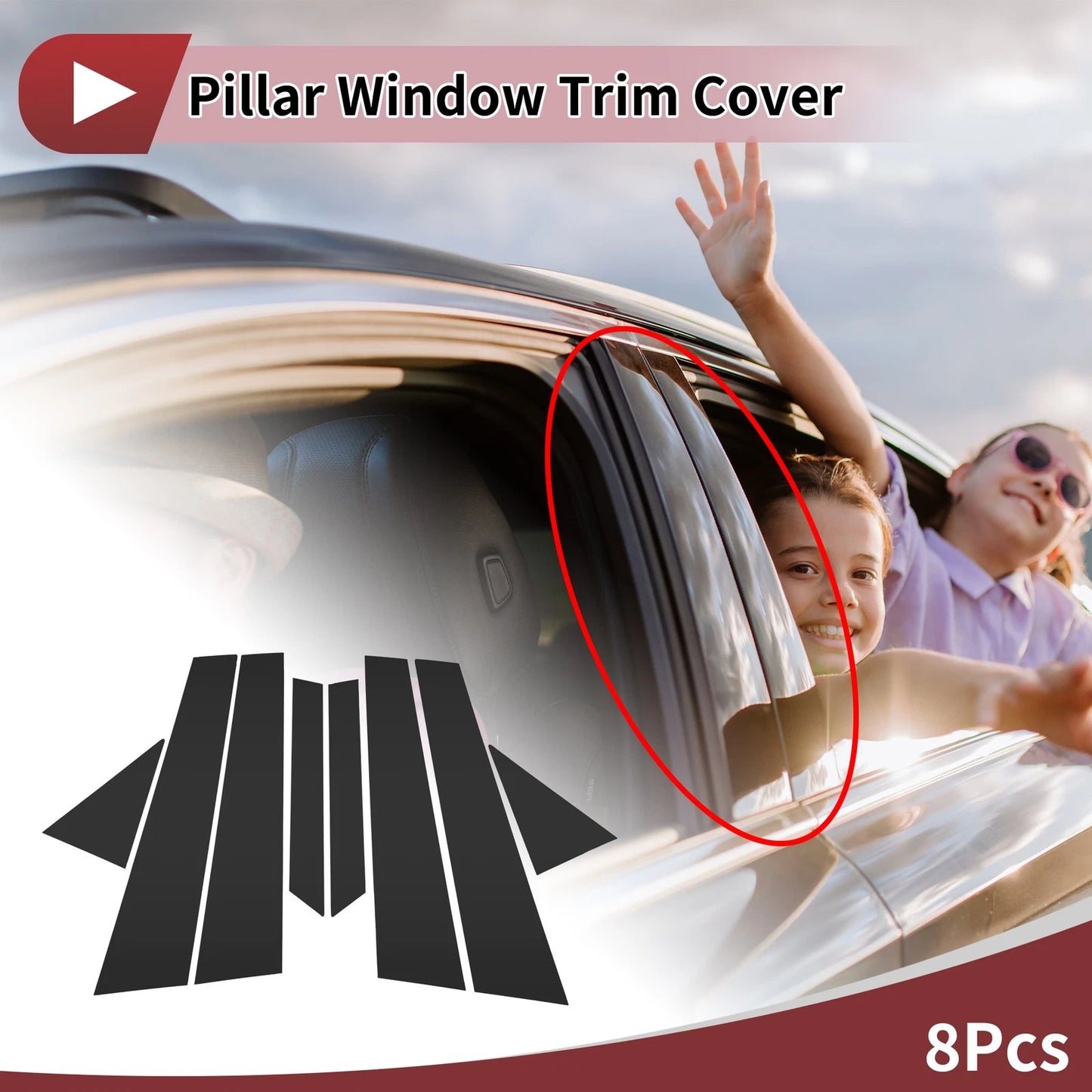 Door Pillar Window Trim for Hyundai Elantra (2007–2010) Black