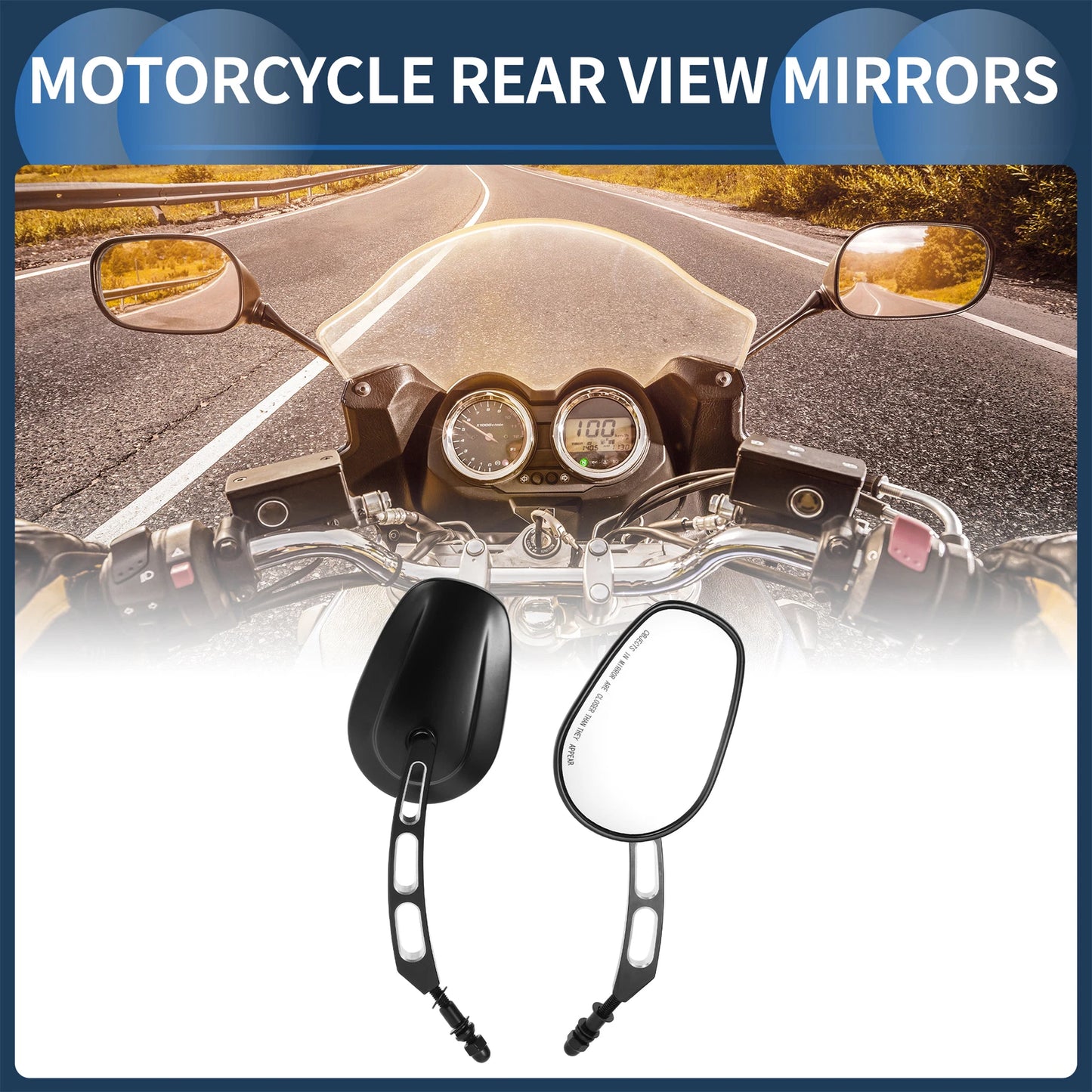 Set of 2 Rear View Mirrors for Harley Dyna, Road King, Softail, Sportster