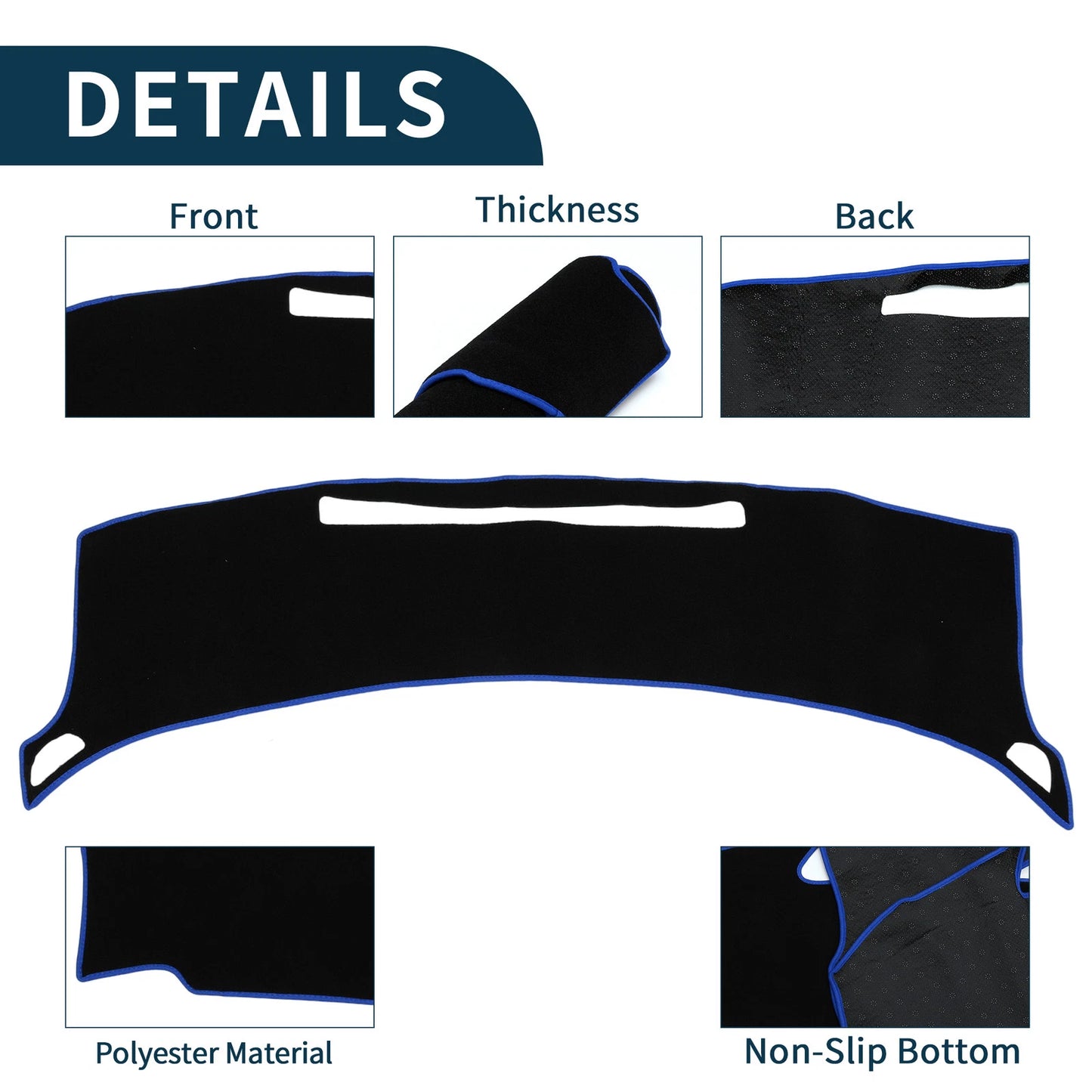Dashboard Cover Mat for Toyota Prius ZVW55 (2016–2023) Black Blue
