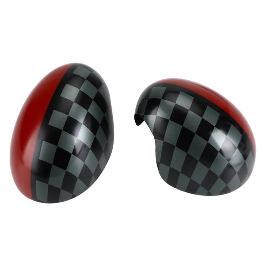 Checkered Red Mirror Cover for MINI Cooper Hardtop F55 F56 14-23