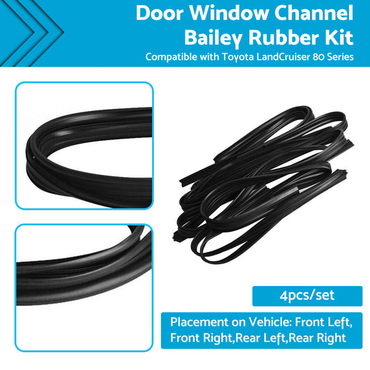 Door Window Channel Rubber Kit for Toyota LandCruiser 80 Series 1990-1997
